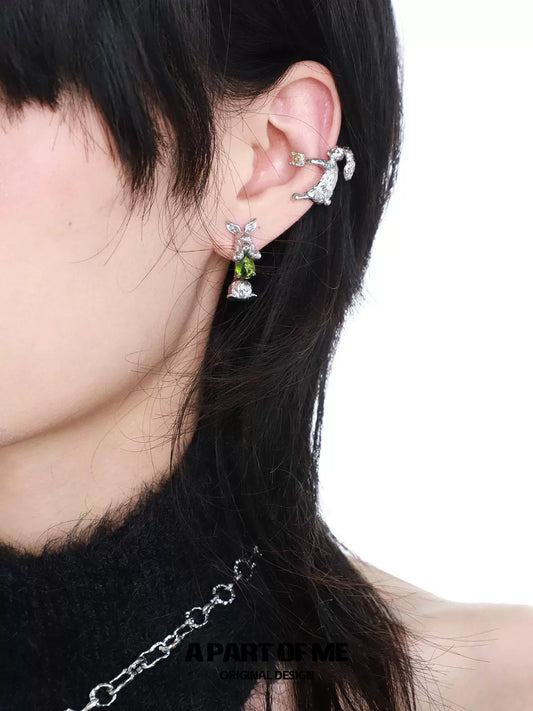 Rabbit & Flower Ear Cuffs
