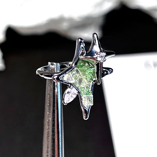 "Green Gemini" Zircon Ring
