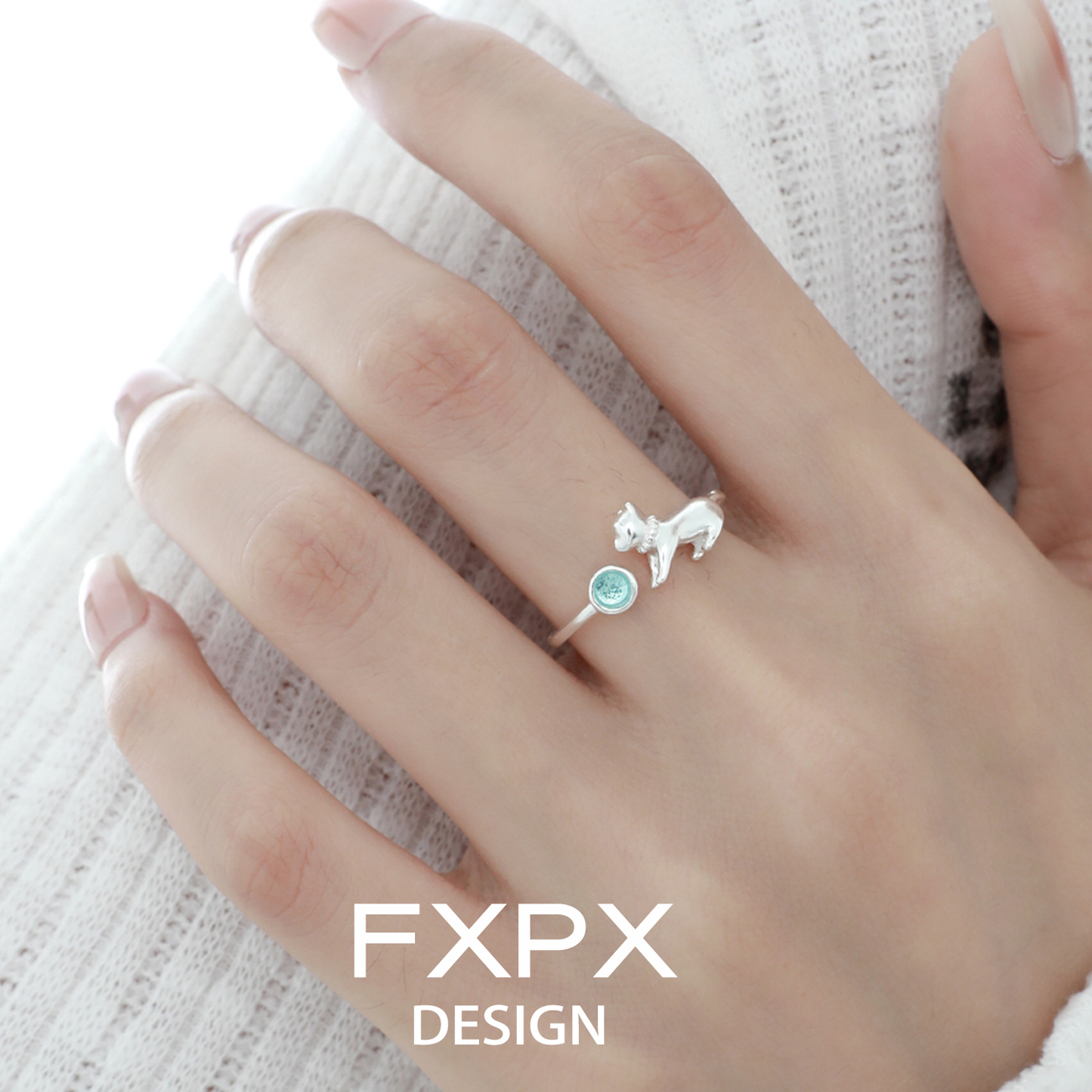 Cute Blue Cat Ring