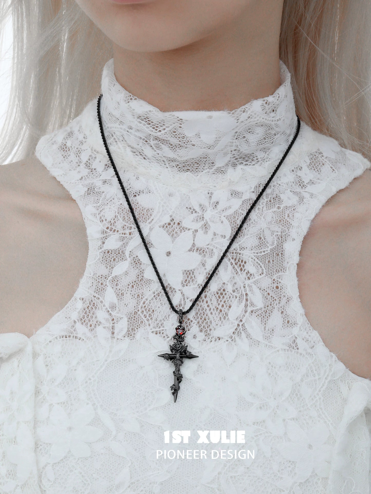 Diablo Rose Cross Necklace