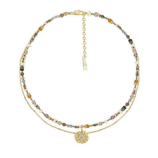 Colorful Beaded Daisy Necklace
