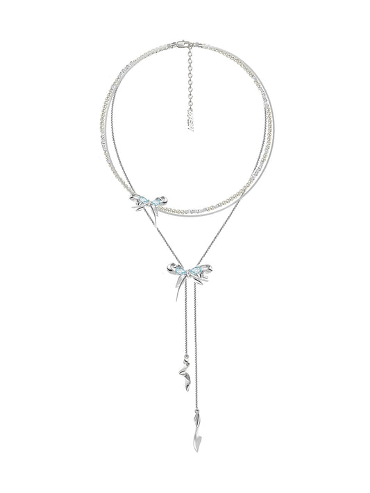 Blue Butterfly Pearl Necklace