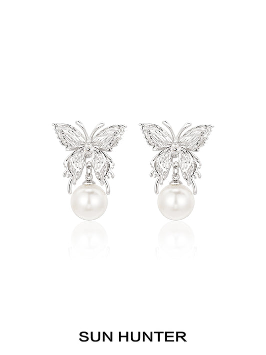 Lucky Butterfly Pearl Earrings