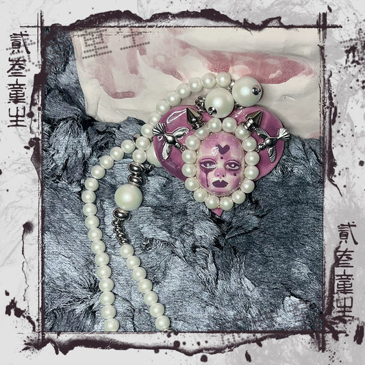 Necklaces-Ersan Tongsheng Original Heavy Industry Original Design Love Beaded Niche Spice Girl Earrings Heavy Industry Necklace