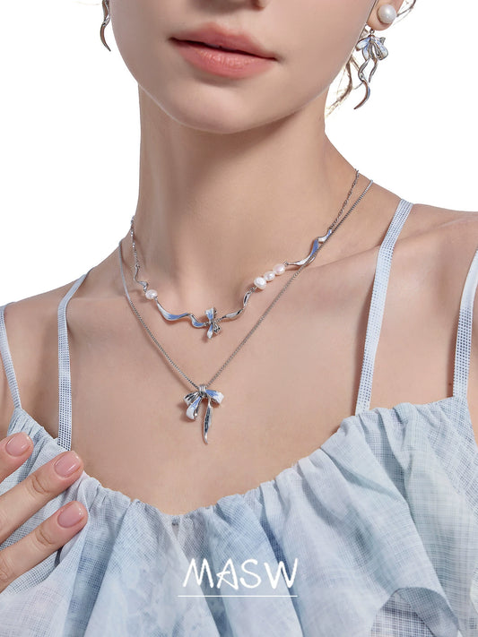 Baroque Pearl Bow Necklace