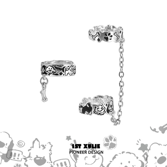 Y2K Happy Puppy Chain Earrings