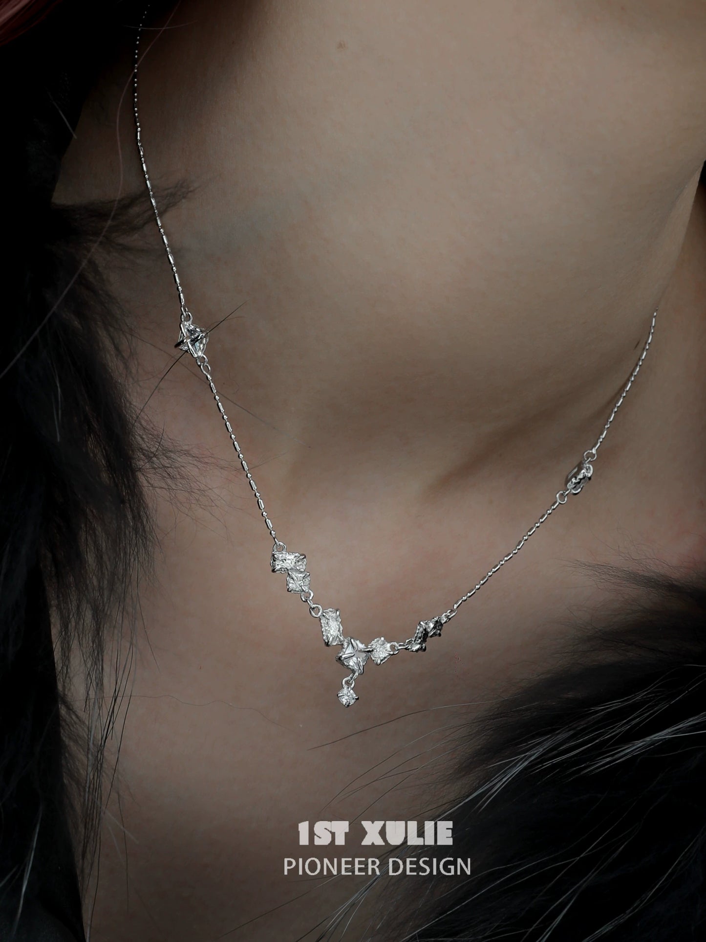 Edgy Irregular Zircon Necklace