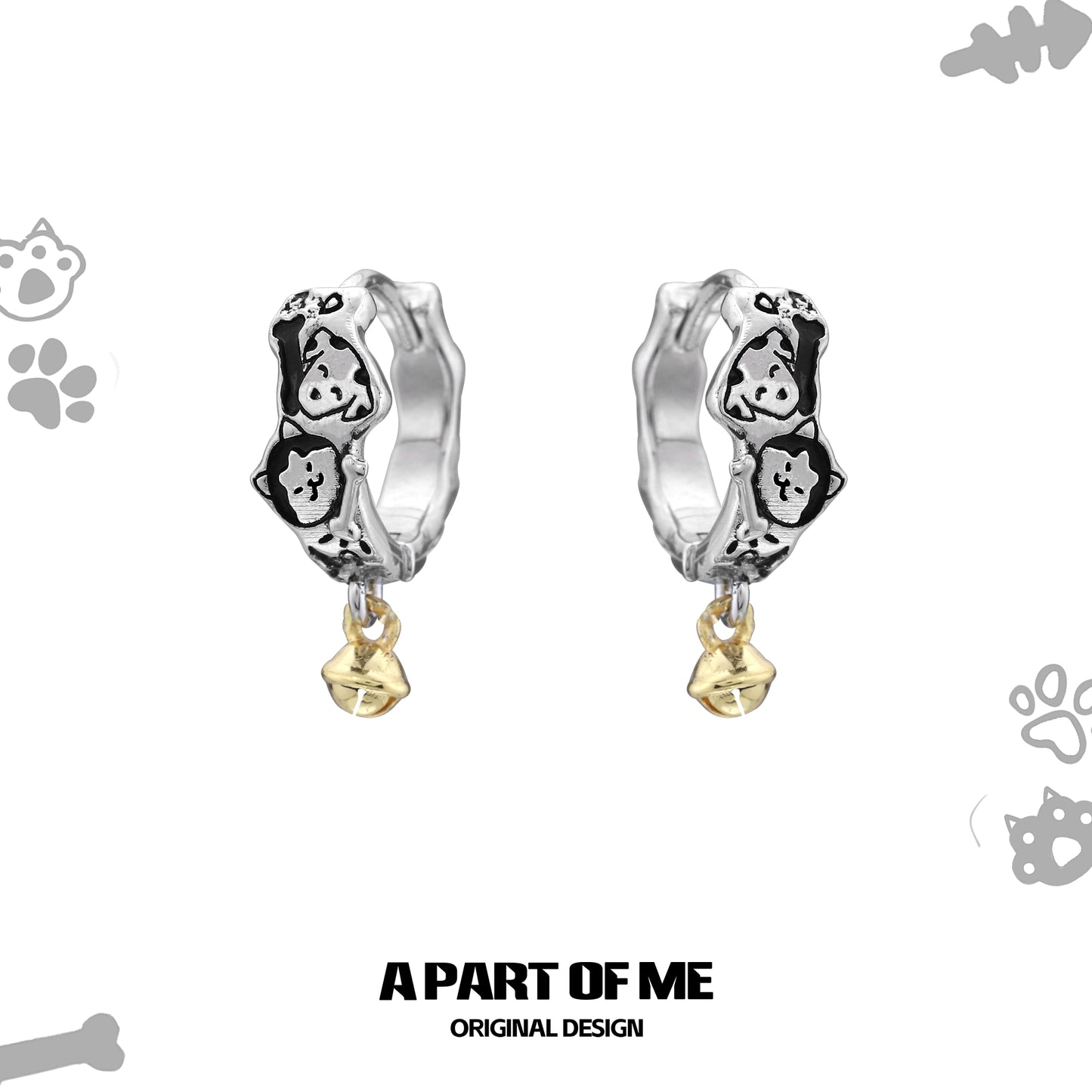 Graffiti Puppy Cat Bell Earrings