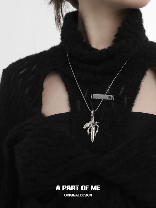 Ruby Dragon Sword Necklace