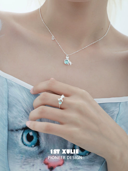 Summer Kitten Cute Silver Ring