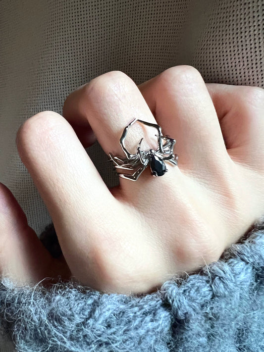 "Dark Spider" Zircon Ring
