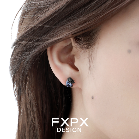 Y2K Tanzanian Blue Rose Earrings