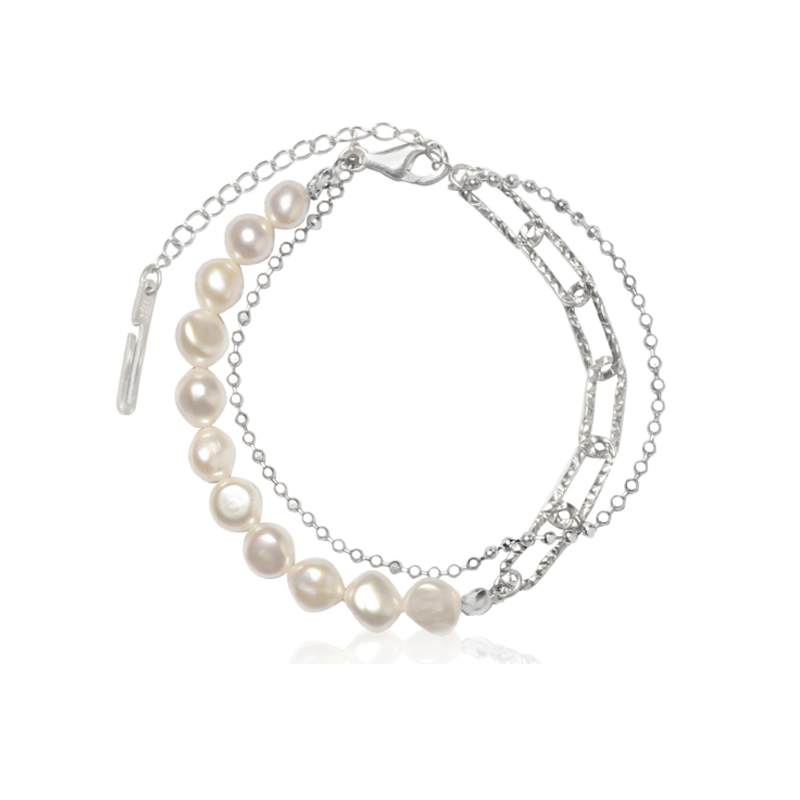 Baroque Twilight Pearl Silver Bracelet