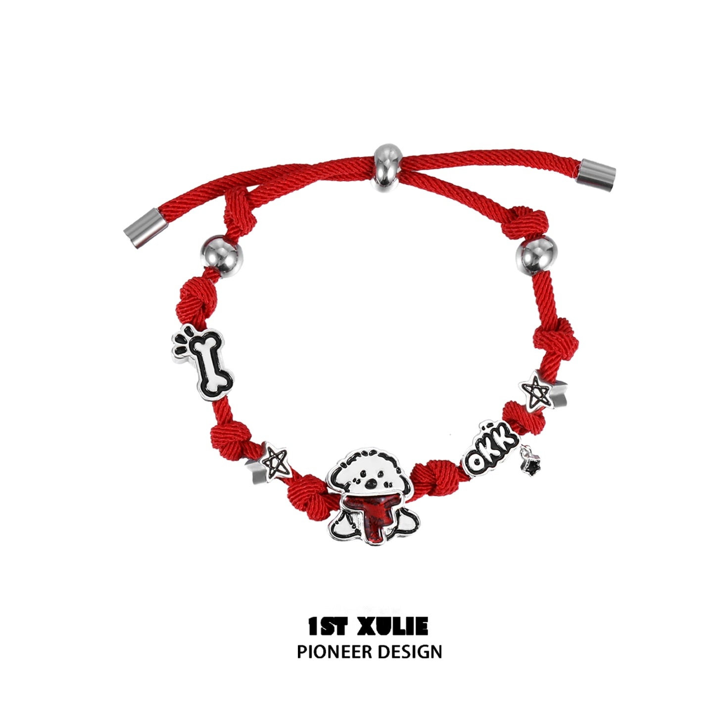 Playful Puppy Braided Couple Bracelet