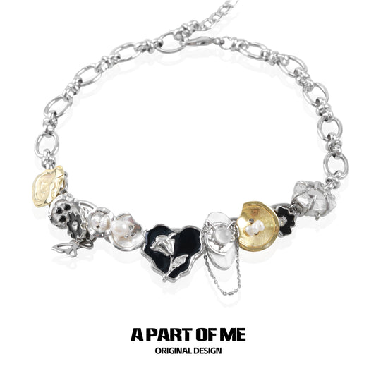 Black Gold Button Chain