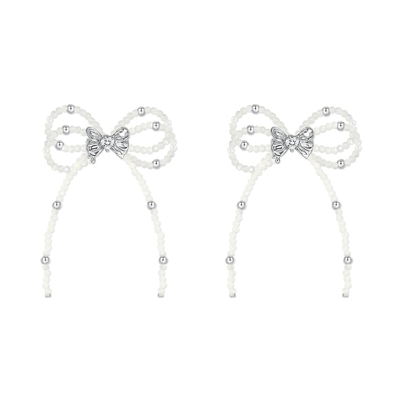 Sweet Pearl Bow Ribbon Earrings