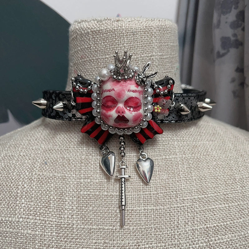 Necklaces-Ersan Tongsheng Original Handmade Clay Spice Girl Dark Butterfly Decadent Doll Niche Millennium Subculture Necklace