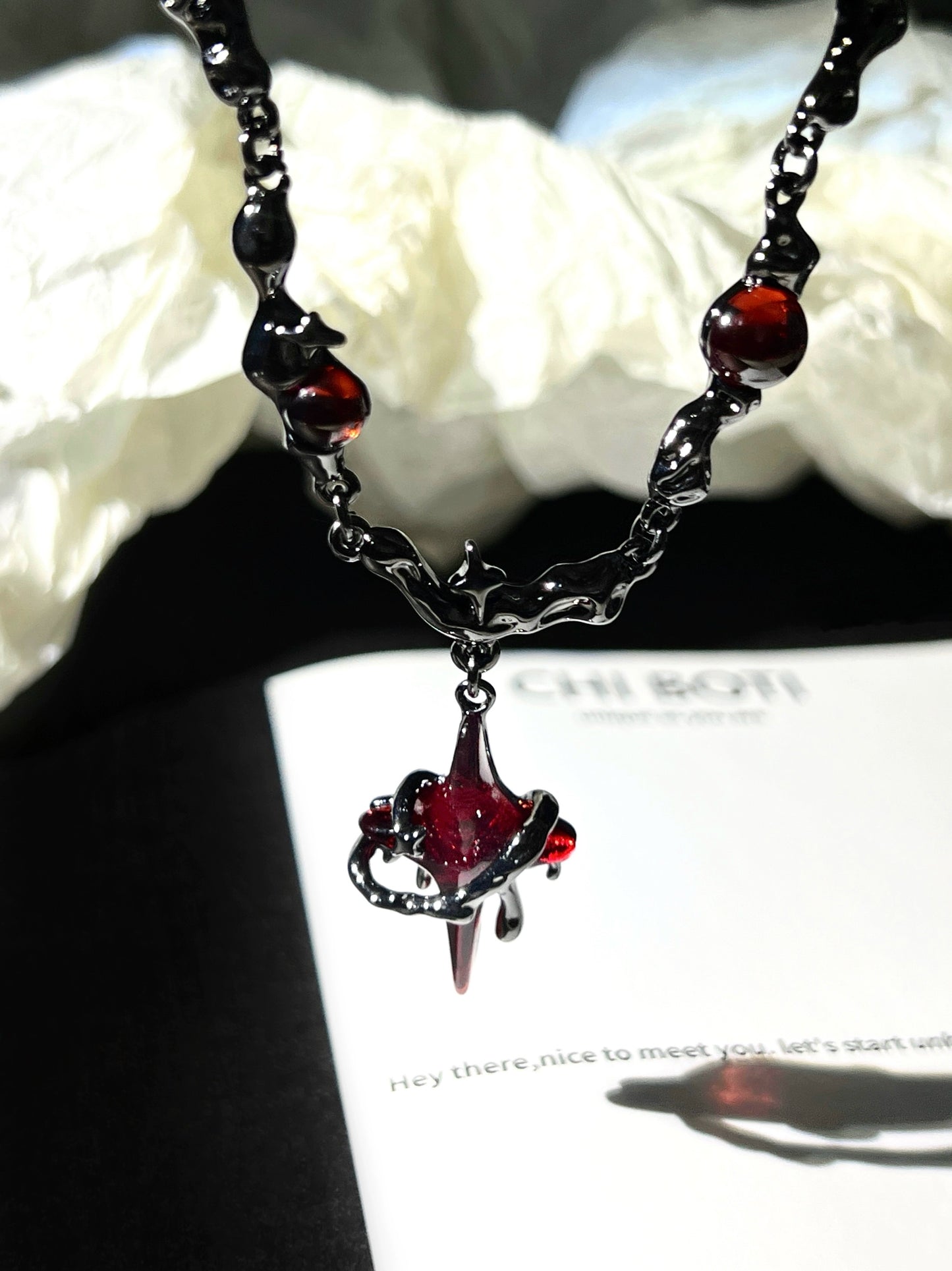 "Sanguine Thorns" Lava Necklace