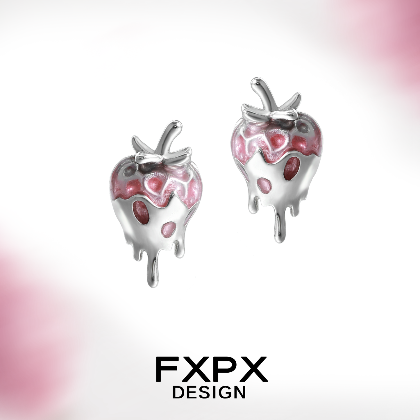 Pink Strawberry Stud Earrings