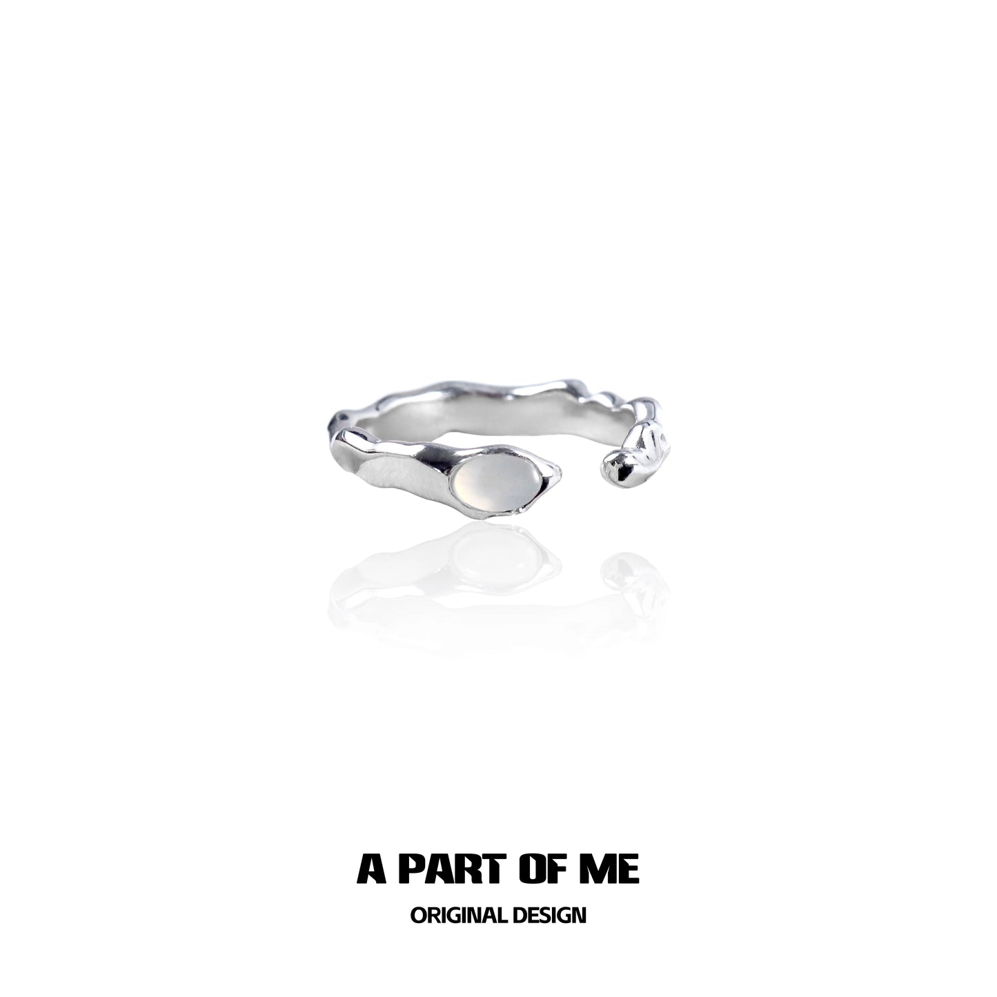 Simple Agate Link Silver Ring