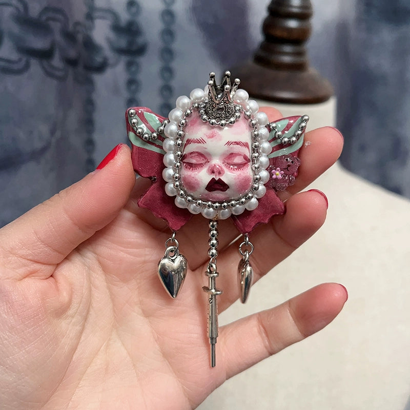 Necklaces-Ersan Tongsheng Original Handmade Clay Spice Girl Butterfly Goth Dark Wind Doll Niche Millennium Subculture Necklace