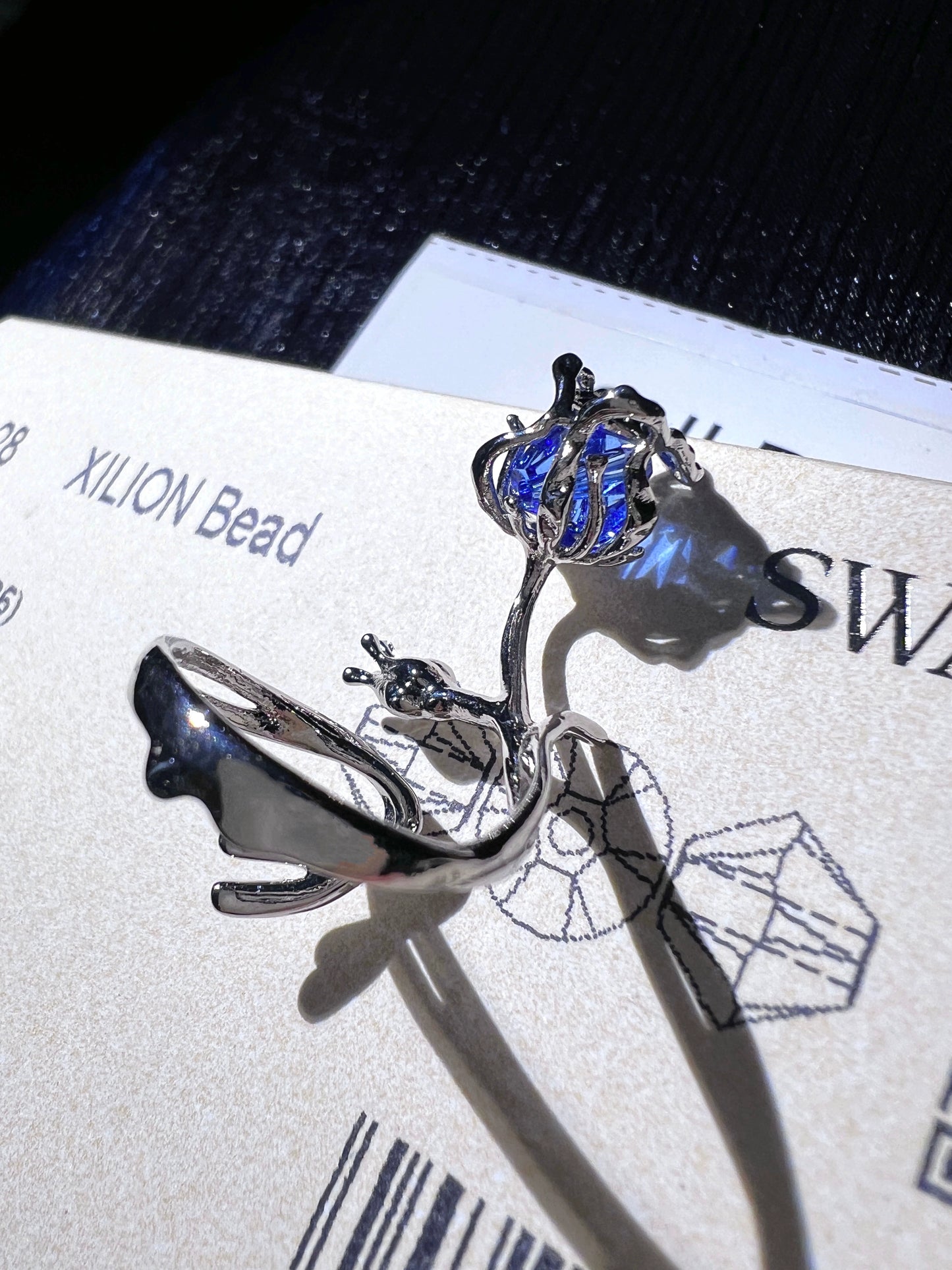"Miracle Blue Rose" Vine Ring