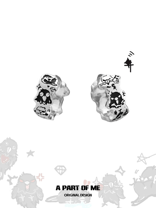 Cool Hand-Painted Crow Earrings