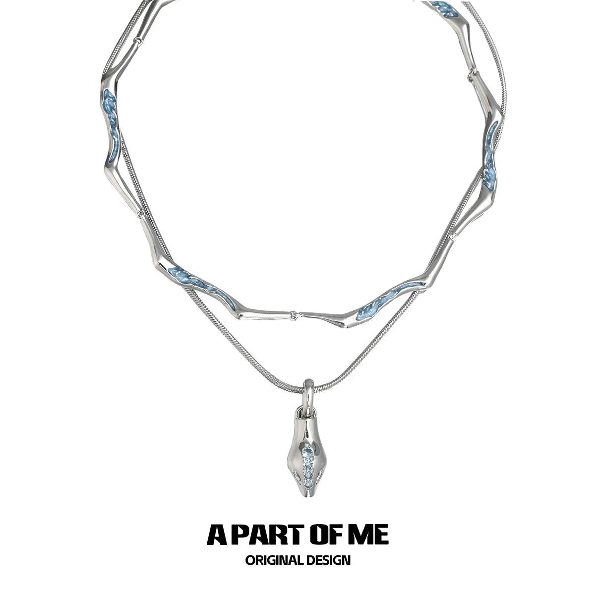 Stacked Blue Snake Necklace