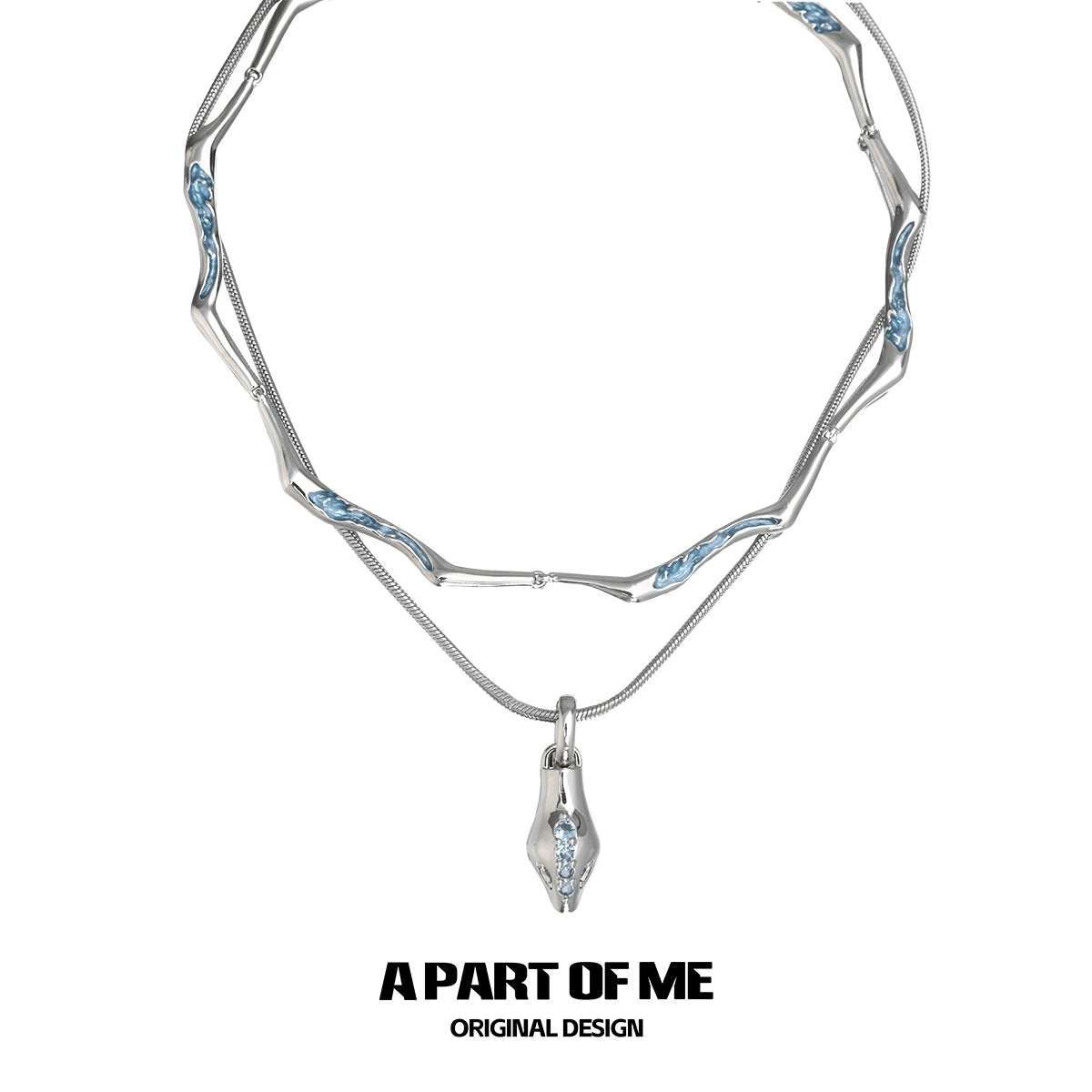 Stacked Blue Snake Necklace