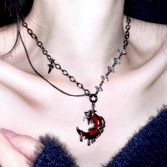 "Red Moon" Zircon Necklace