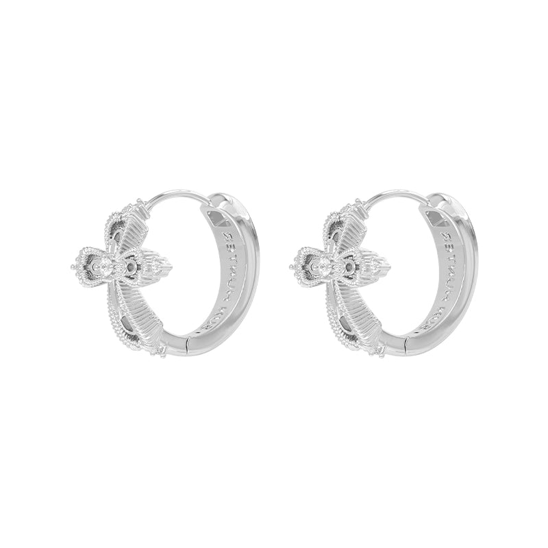 Elegant Lace Shimmer Cross Earrings