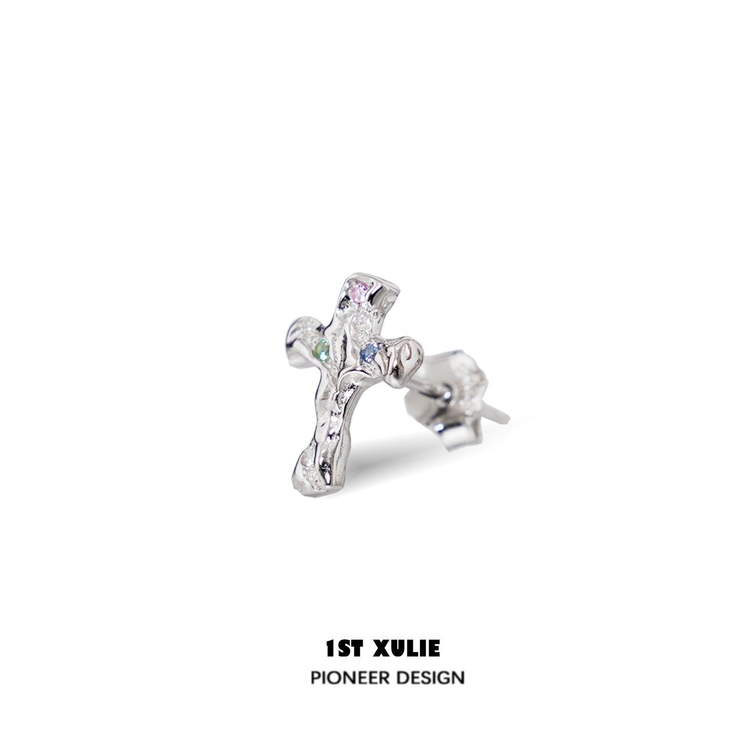 Frozen Cross Zircon Earrings