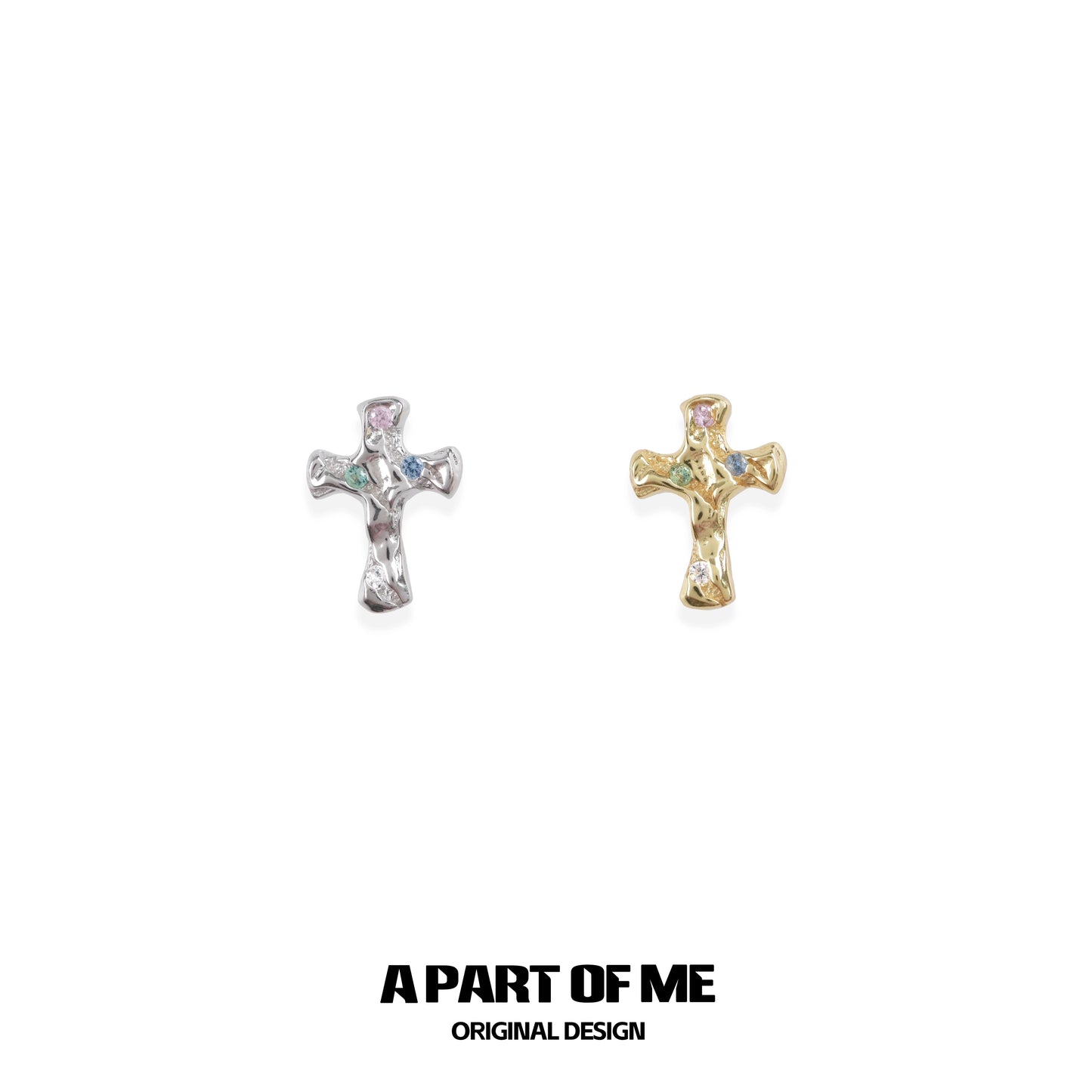 Colored Zircon Cross Earrings