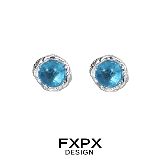 Turquoise Blue Screw Stud Earrings