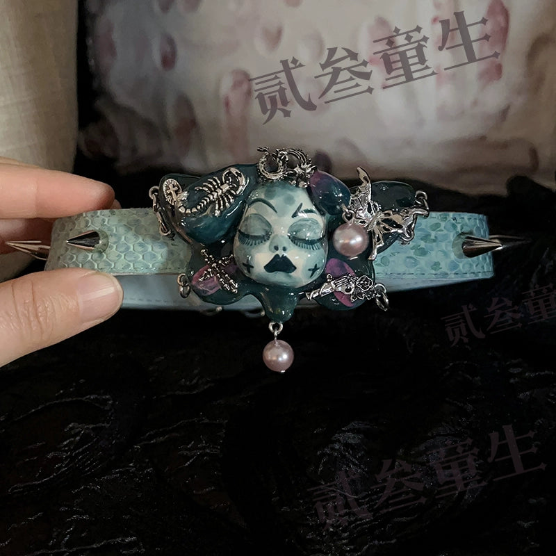 Choker-Ersan Tongsheng Original Niche Handmade Gothpunk Diablo Collar Original Design Collar Gift Design