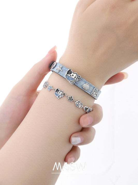 Denim Blue Cat Bracelet