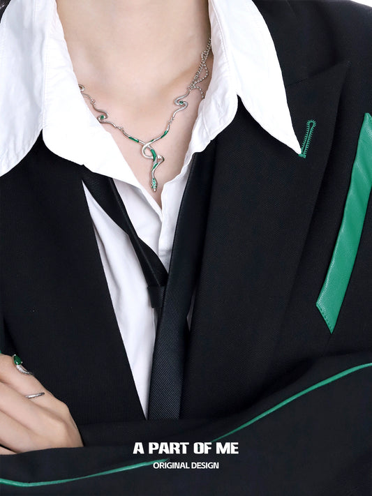 Slytherin Green Serpent Coil Necklace