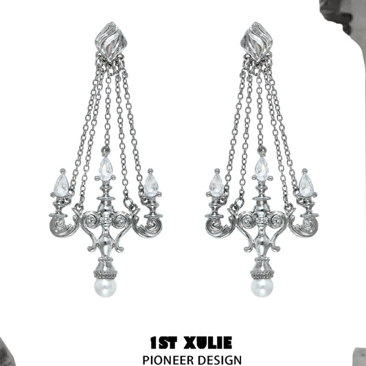 Crystal Lamp Fringed Earrings