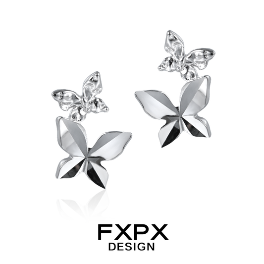 Mirror Butterfly Silver Earrings