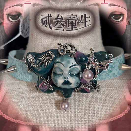 Choker-Ersan Tongsheng Original Niche Handmade Gothpunk Diablo Collar Original Design Collar Gift Design