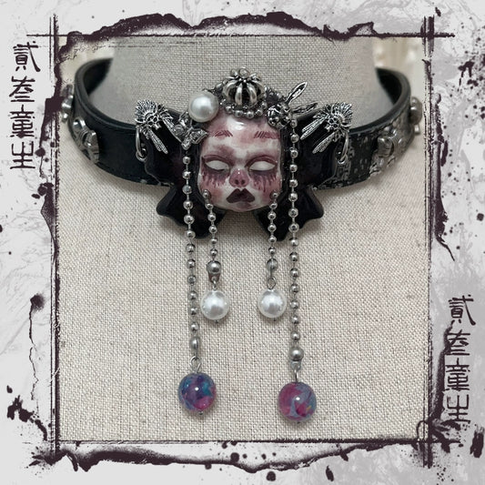 Choker-two three children original handmade belt collarbone chain subculture punk wind y2k dark babes goth choker