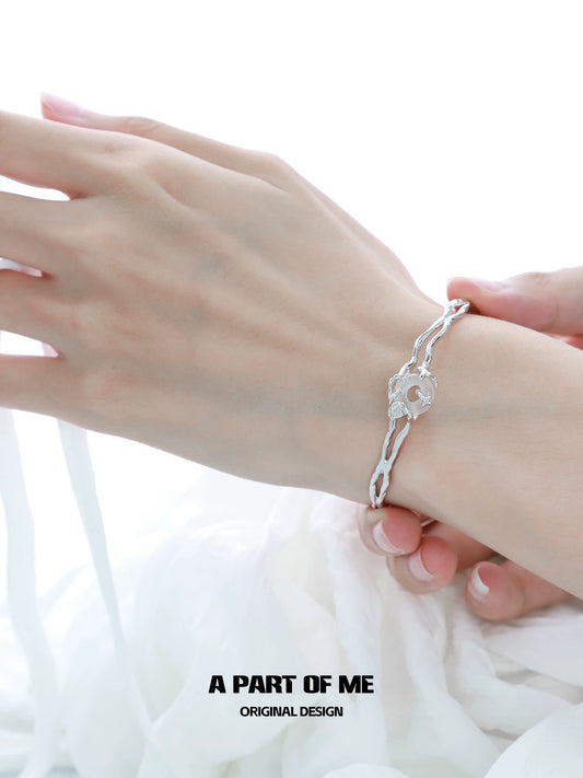Moonlight Chalcedony Silver Bracelet