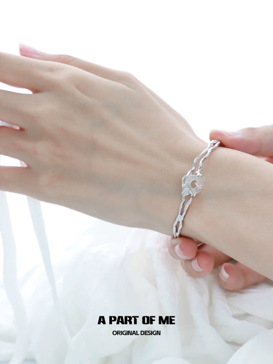 Moonlight Chalcedony Silver Bracelet