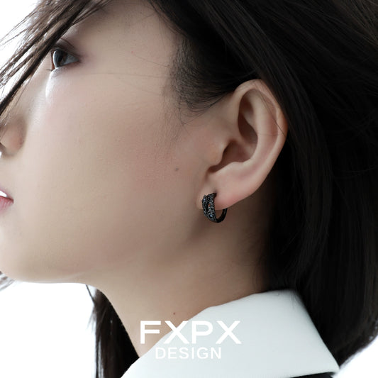 Tanzanian Blue Black Rose Stud Earrings