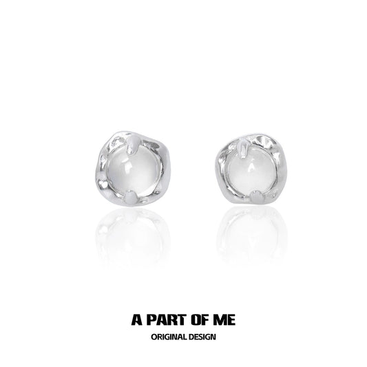 White Agate Mini Stud Earrings