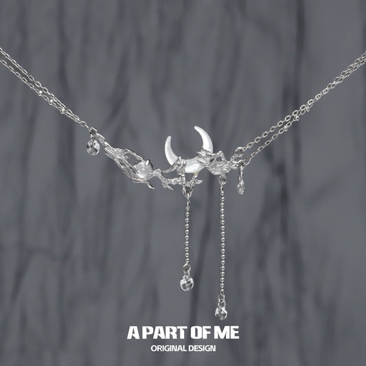 Falling Moon Silver Necklace