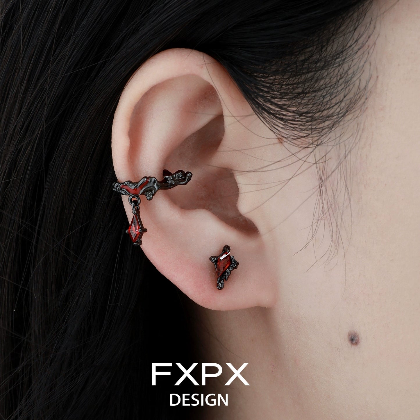 Dark Devil Heart Earrings