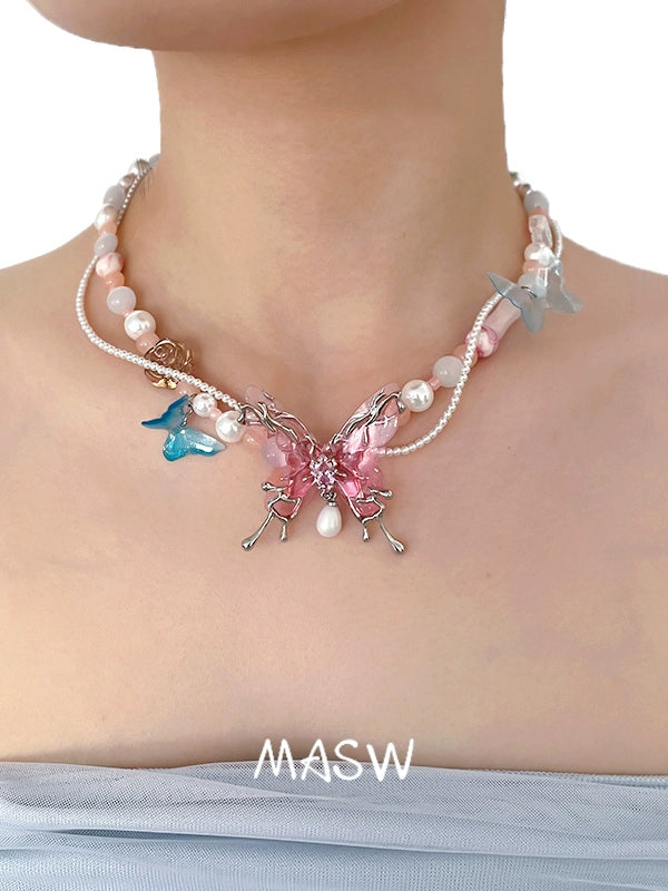 Butterfly Beaded Clavicle Chain