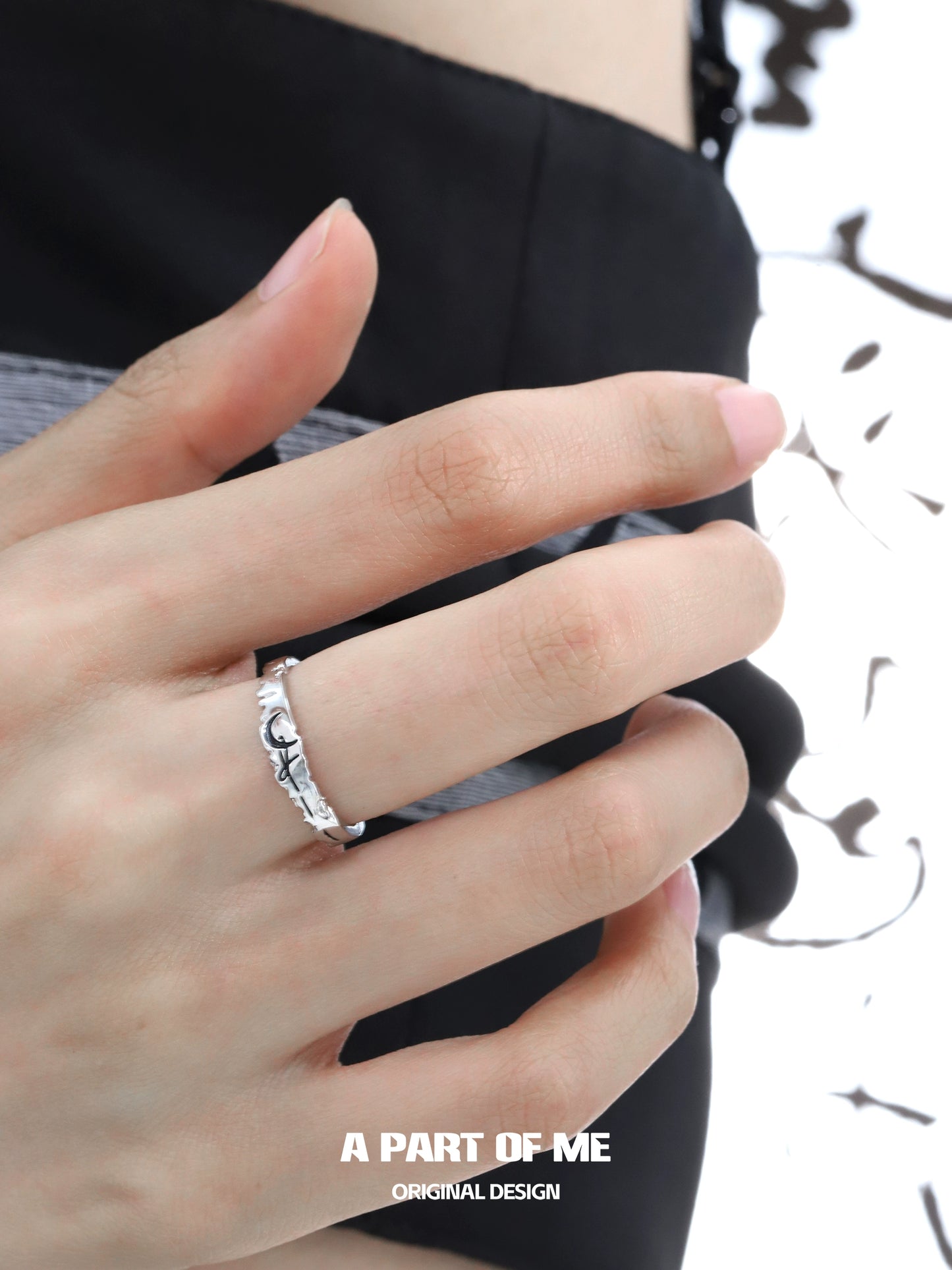 Moon Rose Couple Rings