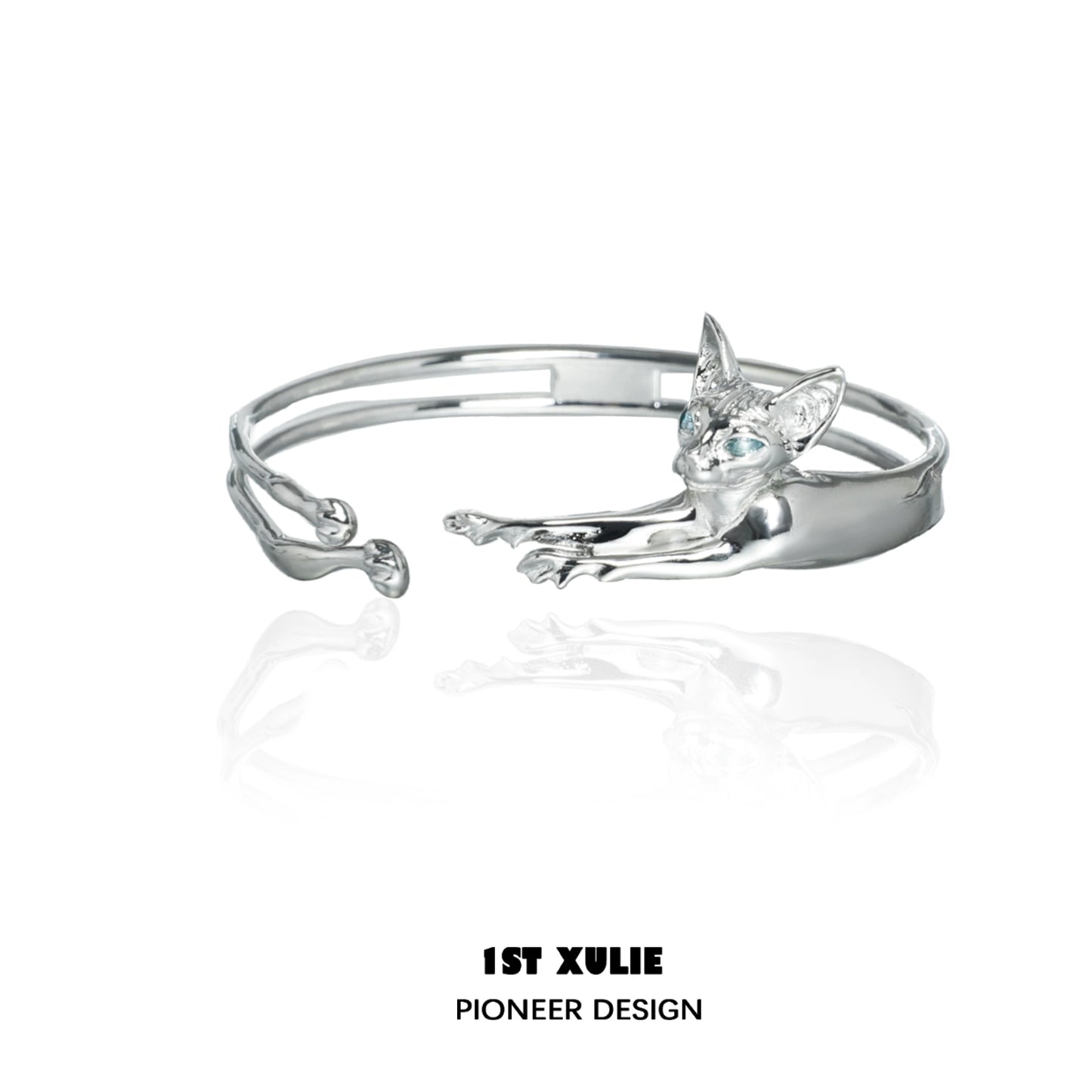Peep Cat World Y2K Silver Bracelet